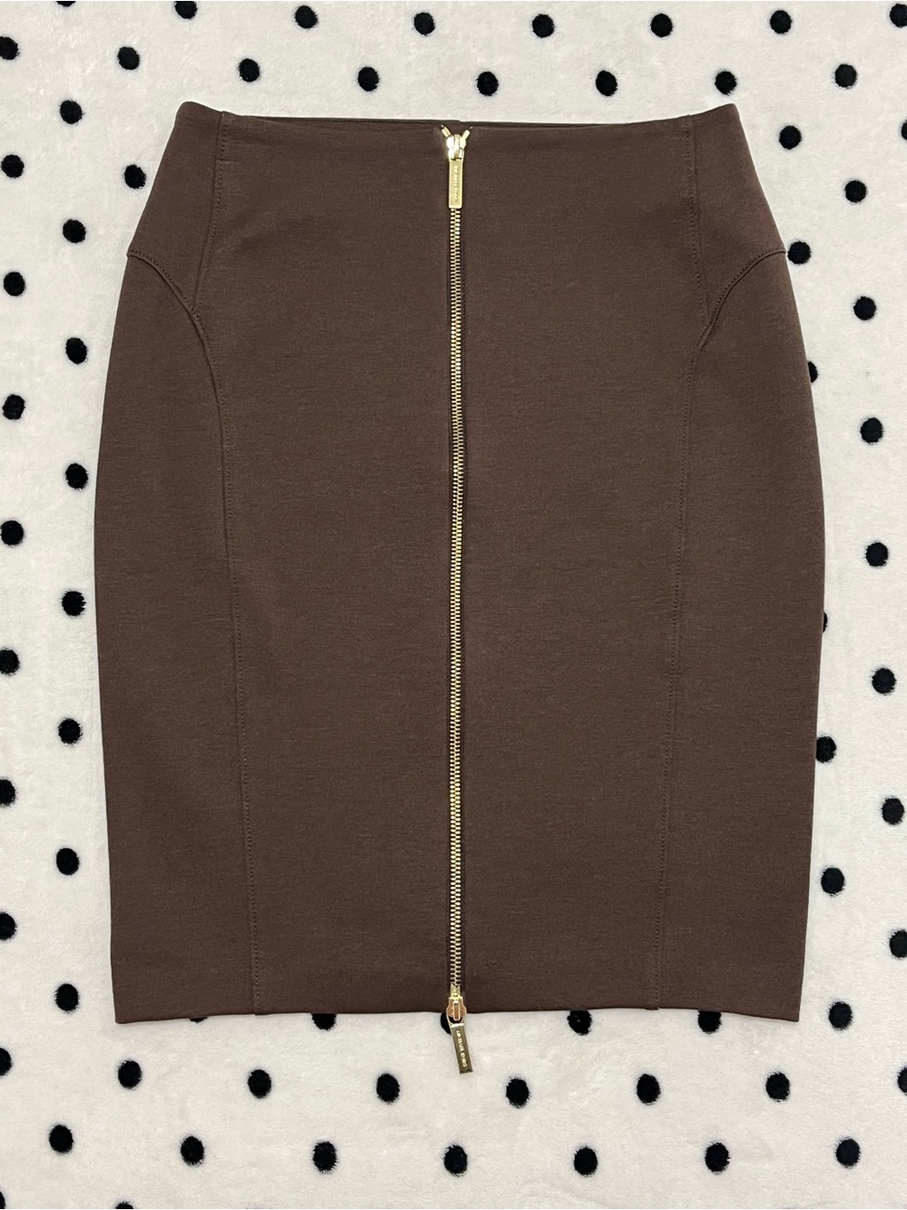 Michael Kors Brown Zip-Front Pencil Skirt Gold Hardware Size 2P